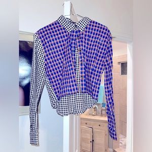 FashionNova plaid crop blouse
